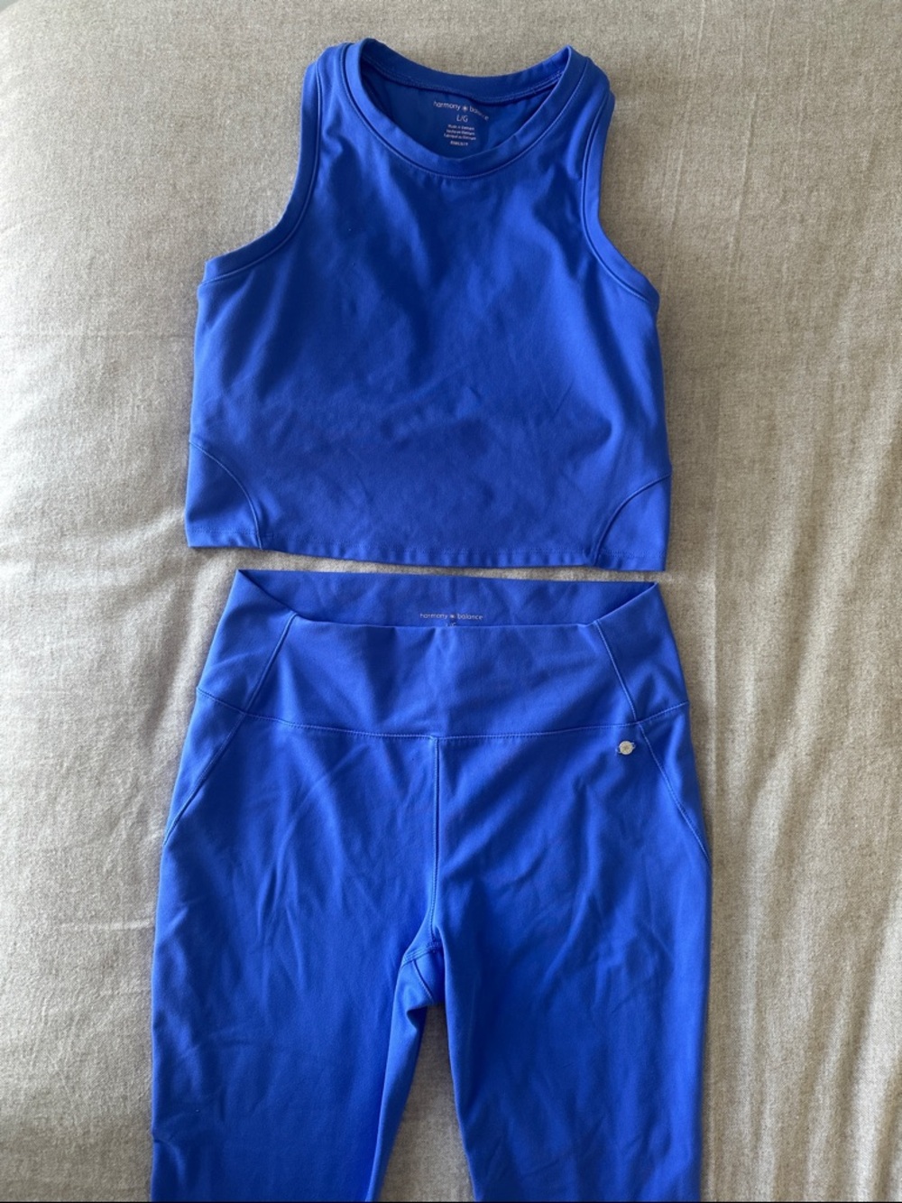 Harmony & Balance Set - Blue Cropped Active Longline Builtin & Leggings